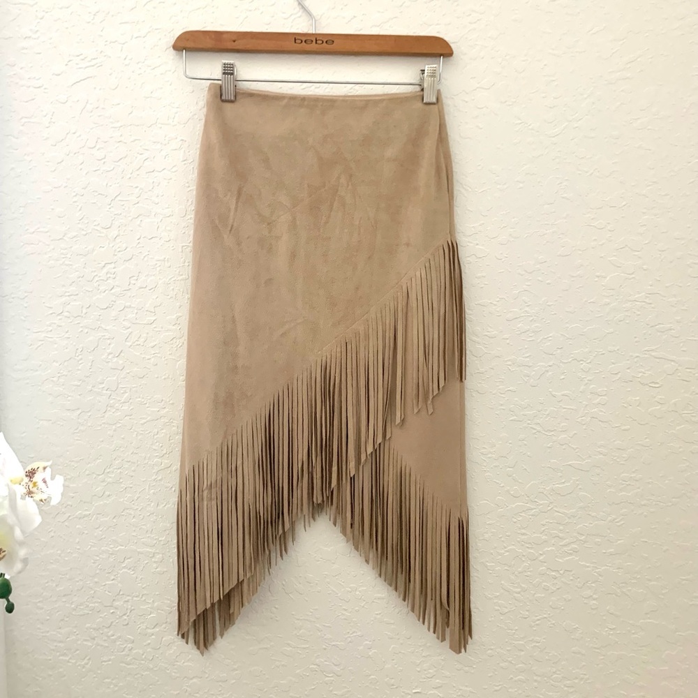 NWT Aqua Tan Suede Fringe Skirt - Picture 8 of 8